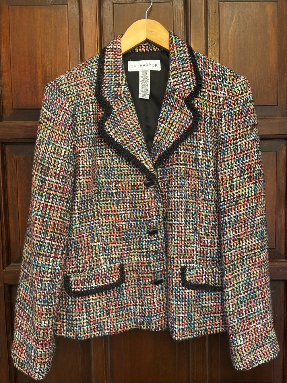 Sag Harbor Multicolor Tweed Blazer with Black Trim